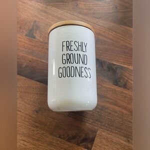 Source Unknown White Canister with Bamboo Lid